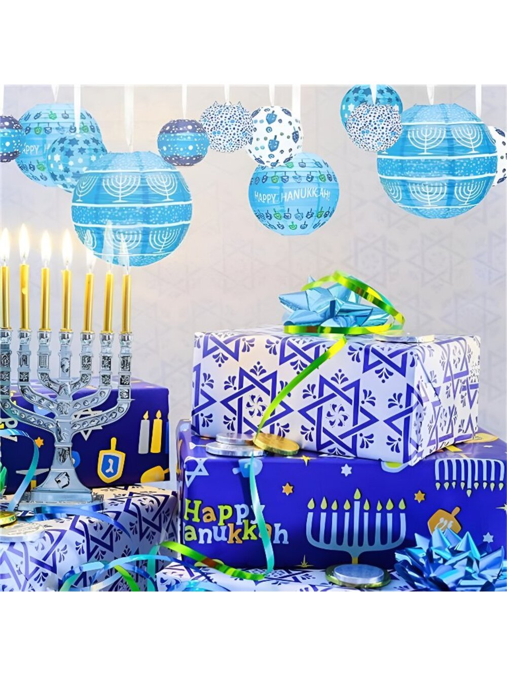 Hanukkah Hanging Ball Lanterns Ornaments 6 Piece - Hanukkah Decorations!